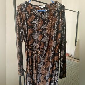 Snake print cinch waist dress